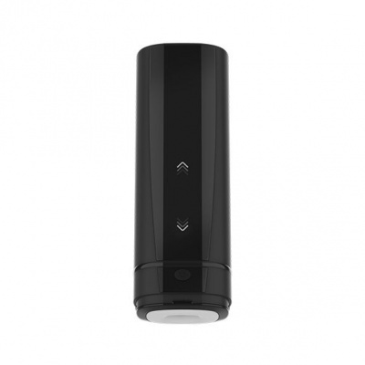 Dispositivo eletrônico preto com setas brancas para cima e para baixo