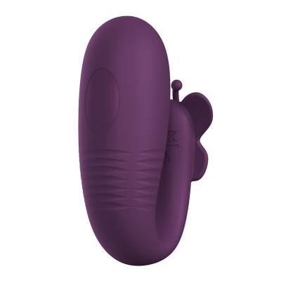 Produto roxo com textura ondulada e formato curvo com asa pequena