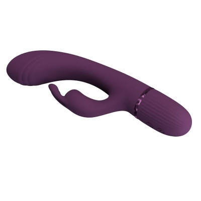 Vibrador roxo com apêndice lateral em silicone