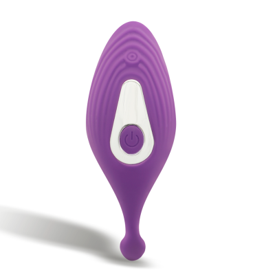 Vibrador feminino roxo com botão liga/desliga branco