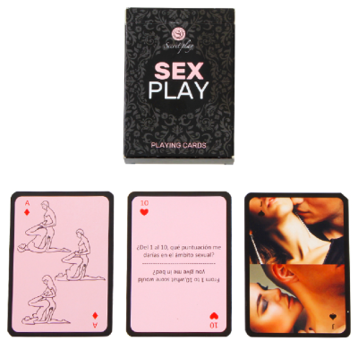 Conjunto de baralho SEX PLAY com cartas eróticas e texto em espanhol