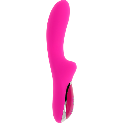 Vibrador rosa em silicone com detalhe prateado