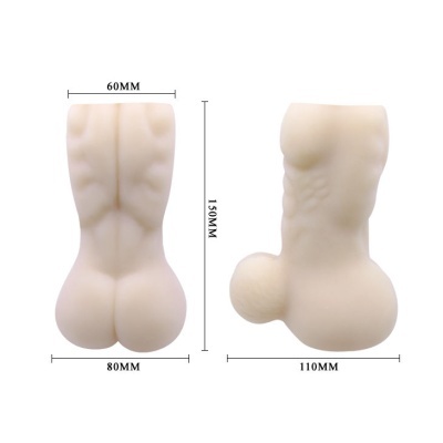 Figuras moldadas com formato de torso masculino e medidas indicadas.