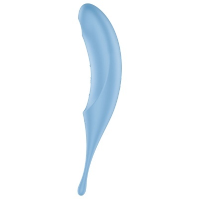 Vibrador anatómico azul claro em fundo branco