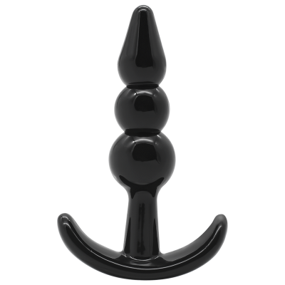 Plug anal preto com base em forma de guarda