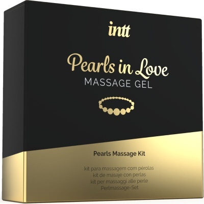Caixa preta e dourada de kit de massagem Pearls in Love