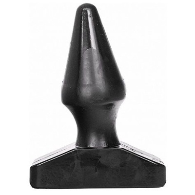 Plugue anal preto com base larga em material brilhante