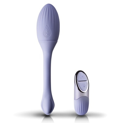 Vibrador e comando lilás em silicone com textura