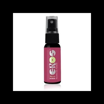 Frasco pequeno de spray com rótulo rosa e tampa transparente