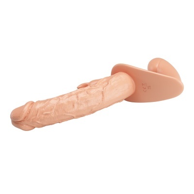 Dildo anatomicamente detalhado em tom pele com base larga