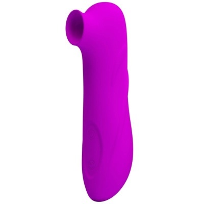 Massageador pessoal rosa em silicone com formato curvo e detalhe em forma de concha