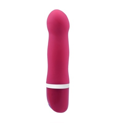 Vibrador rosa com base branca e textura lisa