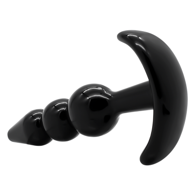 Plug anal preto com design segmentado e base curva