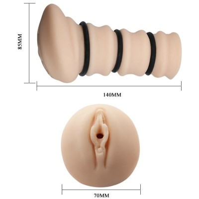 produto anatómico cor de pele com anéis pretos e base circular