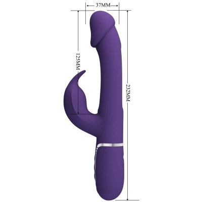 Vibrador roxo com dimensões e parte curva adicional