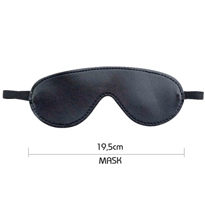 Máscara para dormir preta com fita elástica com texto 19,5cm e MASK