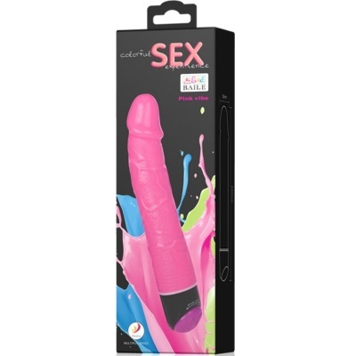 Embalagem de vibrador cor-de-rosa com texto 