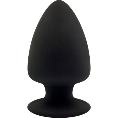 Plug anal preto de silicone cónico com base larga circular