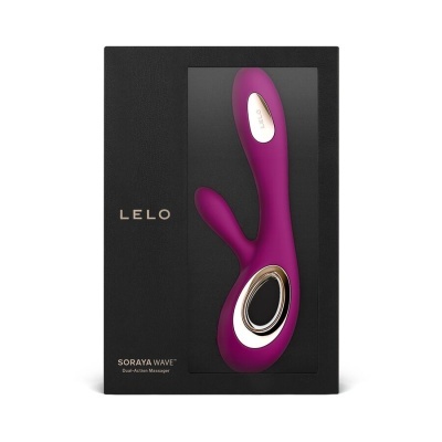 Massageador sexual feminino roxo em caixa preta LELO SORAYA WAVE