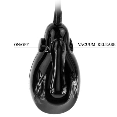 Dispositivo preto com alças rotativas rotulado ON/OFF e VACUUM RELEASE