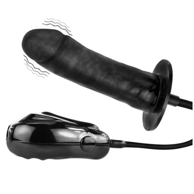 Dildo preto com controlo remoto e sinal de vibração