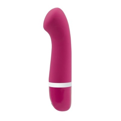 Vibrador rosa curvado com faixa branca