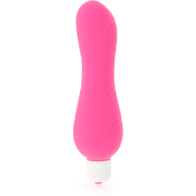Vibrador rosa com textura e base branca