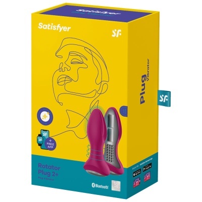 Caixa do Satisfyer Plug Rotator Plug 2+ vibrador roxo
