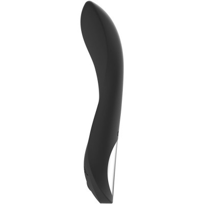 Vibrador preto curvado com detalhes prateados