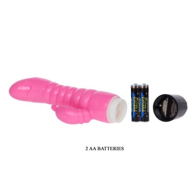Vibrador rosa com pilhas AA e tampa do compartimento