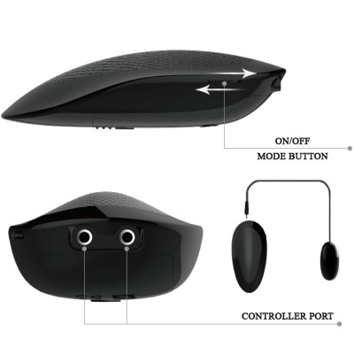 Dispositivo negro aerodinâmico com botão de modo, portas de controlador e controlador conectado