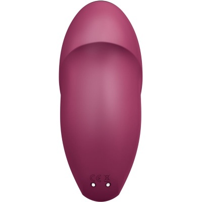 Produto oval roxo com superfície lisa e símbolos CE na base