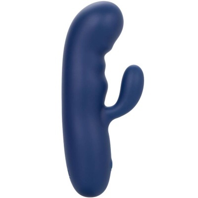 Vibrador azul em silicone com duas extremidades distintas