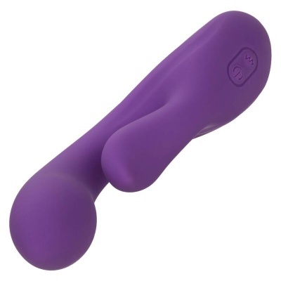 Vibrador roxo ergonómico com botão de controlo