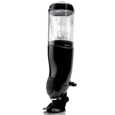 Dispensador automático de bebidas preto com recipiente transparente