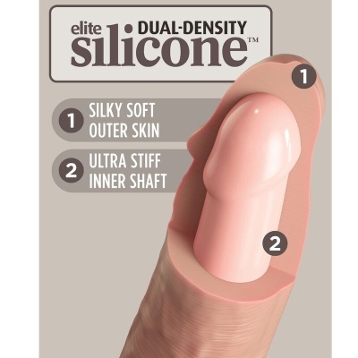 Produto de silicone de dupla densidade com pele exterior suave e haste interior rígida