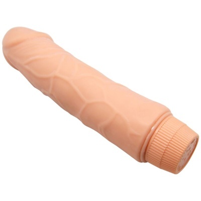 Vibrador com textura em cor pele com base para controlo de intensidade.