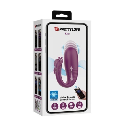 Embalagem do dispositivo sexual PRETTY LOVE Klay roxo com controle remoto via app