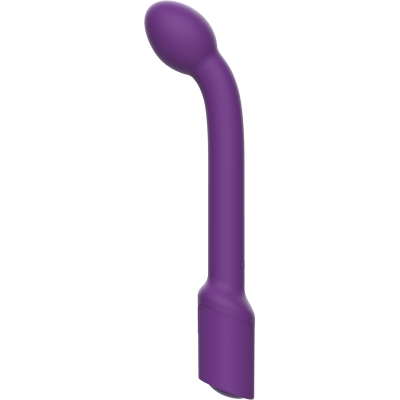 Vibrador curvo roxo com ponta arredondada e base larga