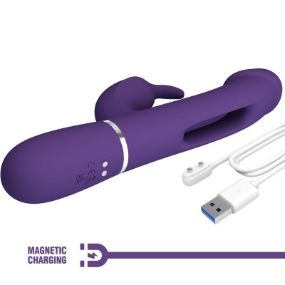 Vibrador roxo em silicone com carregamento magnético USB