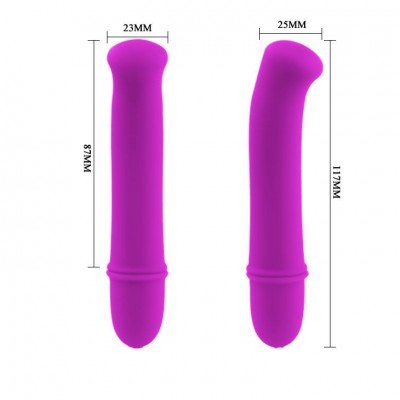 Dois vibradores de silicone cor-de-rosa com dimensões visíveis.