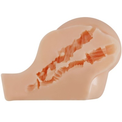 Produto em silicone cor pele com textura interna irregular
