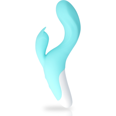 Vibrador azul claro e branco com design ergonómico em silicone