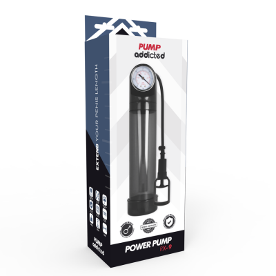 Embalagem do produto POWER PUMP RX-9 com bomba manual preta e medidor de pressão