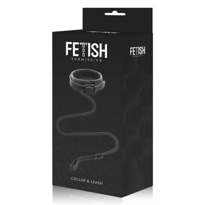 Embalagem preta para coleira e trela Fetish Submissive com imagem do produto