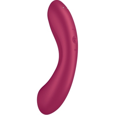 Vibrador rosa escuro com superfície lisa e botões laterais