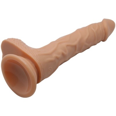 Dildo cor de pele com textura veias e base ventosa