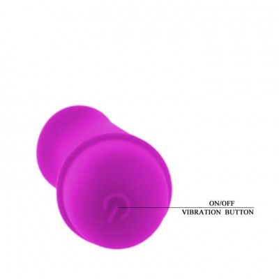 Produto cor de rosa/violeta com botão de ligar/desligar vibração