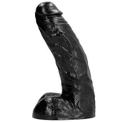Dildo preto detalhado com base larga