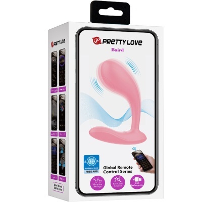 Embalagem de produto Pretty Love Baird com vibrador rosa e controle remoto